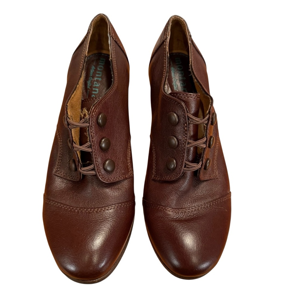 Montana Artisan Crafted Caitlyn Women's Brown Leather Lace-Button Heeled Shoe